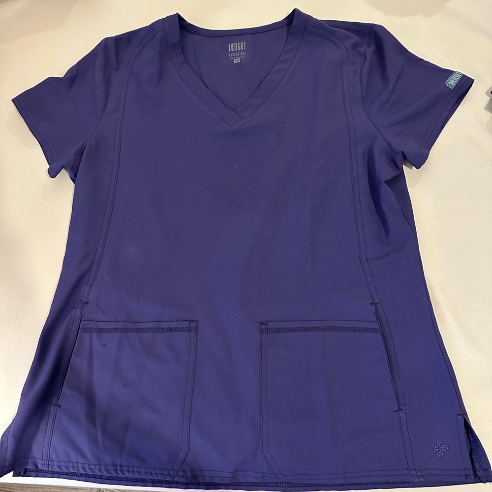 Med Couture GRAPE 🍇 purple V-Neck Scrub Top LOT of 5 tops all sz Medium